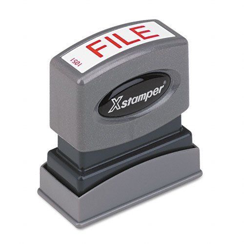 Xstamper One-Color Title Message Stamp, File, Pre-Inked/Re-Inkable, Red (1051)