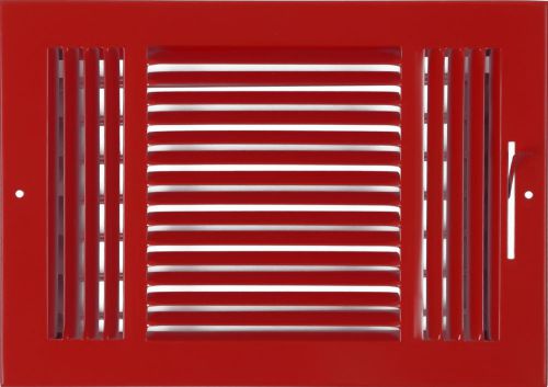 12w&#034; x 8h&#034; Fixed Stamp 3-Way AIR SUPPLY DIFFUSER, HVAC Duct Cover Grille Red