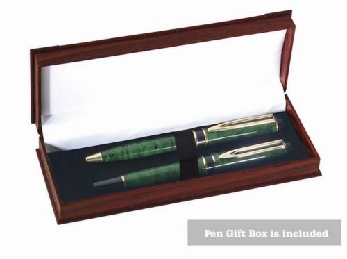 Green Marble Roller Pen And Ball Point Pen Set