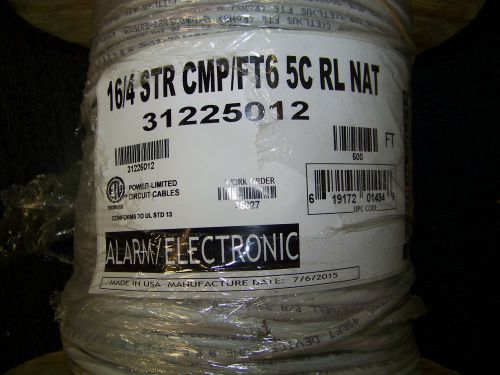 Honeywell wire for alarms 16/4 str cmp/ft6 5c rl nat 31225012 new for sale