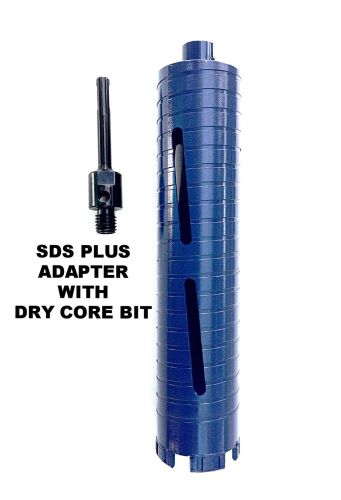 Combo: 3.5” dry diamond core drill bit for concrete with sds plus adapter for sale