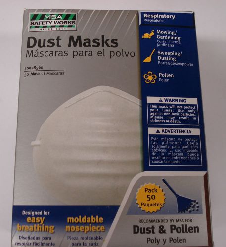 50pcs. MSA Dust Masks, Moldable, Easy Breathing, For Dust and Pollen, #10028560