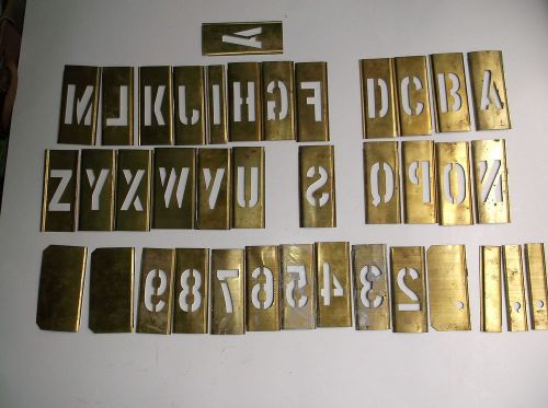 4&#034; REUSABLE INTERLOCKING BRASS STENCILS, 38 pieces, 2 inch letters &amp; numbers