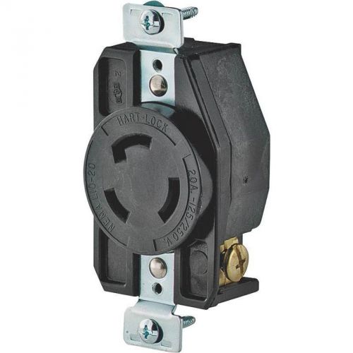 Ground Lock Single Receptacle, 125/250 V, 20 A, 3 Pole, 3 Wire, Black CWL1020R