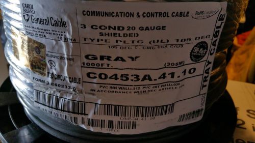 General cable/carol c0453a 20/3c shielded audio/media/comm wire pltc/cmg /20ft for sale