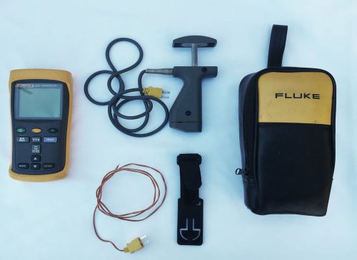 Fluke 52 II Dual Input Digital Thermometer Accessories &amp; Case Very Good Cond