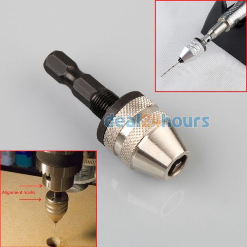 1/4&#034; keyless drill bit chuck hex shank adapter converter 0.3mm-3mm quick change for sale