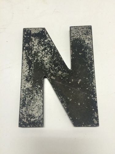 Vtg Wagner Sign Letter &#034;N&#034; Marquee Display Aluminum Industrial Number Flate Edge
