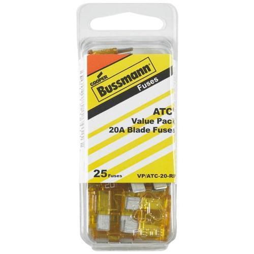 Bussmann (vp/atc-20-rp) yellow 20 amp 32v fast acting atc blade fuse, (pack of for sale
