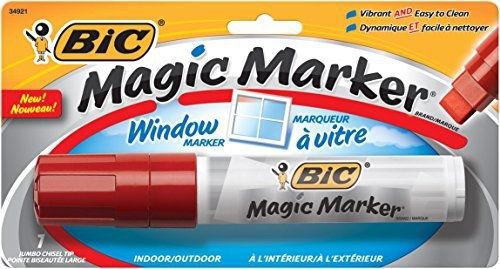 Bic  jumbo chisel magic window markers, red (bicmwxp11rd) for sale
