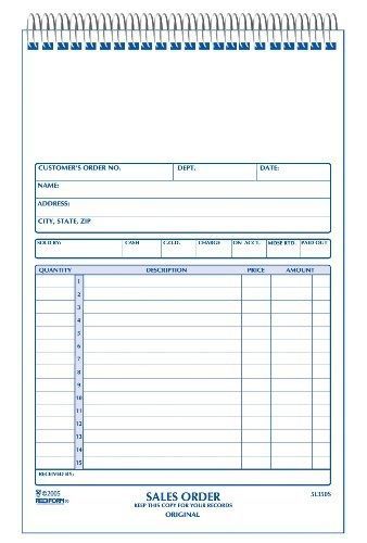REDIFORM Sales Order Book, Carbonless, 3 Part, 5.5 x 7.875&#034; 50 Forms (5L350)