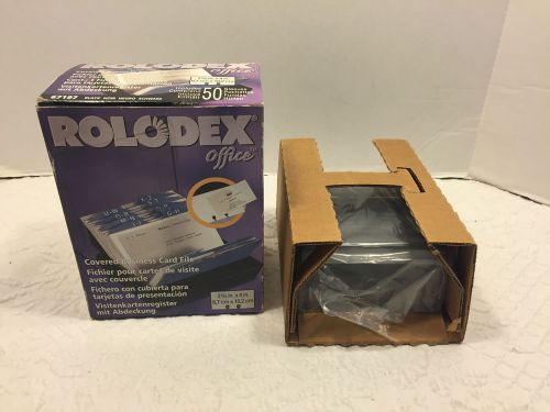 Rolodex Office Covered Business Card File 67197 Black w/50 cards A-Z Tab F