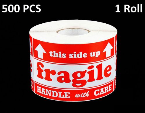 Fragile handle with care this side up labels stickers 500 per roll (1) 3x5 for sale