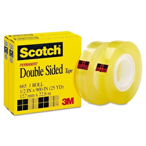 Scotch Double Sided Tape, 1/2 x 900 Inches, Boxed, 2 Rolls (665-2PK) New