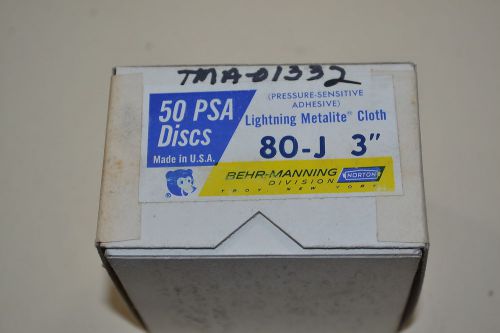50 NEW 80 Grit 3&#034; PSA Norton Lightning Metalite Cloth Sanding Discs (WR.13b.B.3)