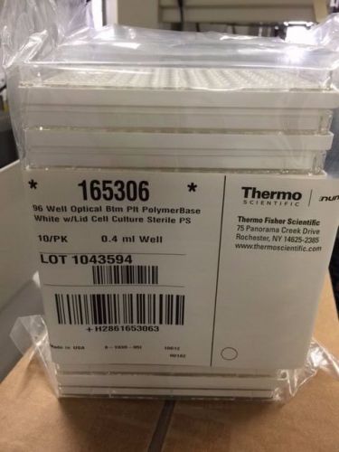 Thermo 96 well Optical Btm Plate w/Lid Cell culture 0.4ml/well #165306; 30/case