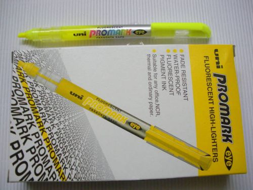 10pcs Uni promark eye highlighter fluorescent yellow shape(Made in Japan)