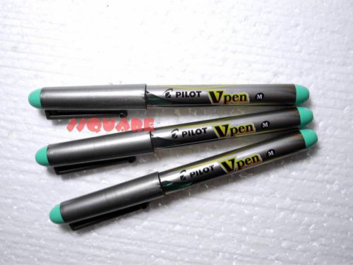 3 x Pilot Vpen V-Pen Disposable Medium Nib Fountain Pen, Light Green