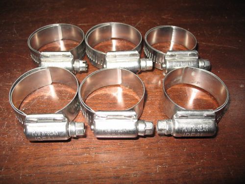 6 ideal pow&#039;r-gear 304 ss lined radiator hose clamps size 175 25-45 mm 1-1 1/3&#034; for sale