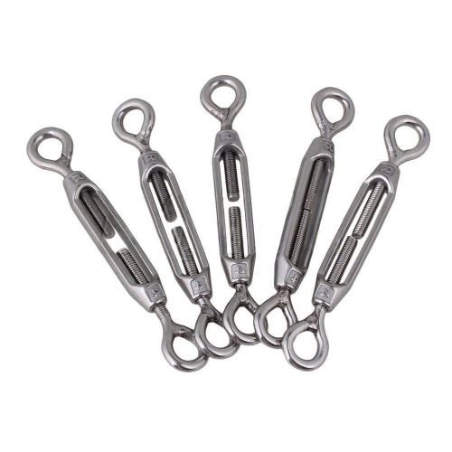 5pcs m4 silver eye-eye wire rope turnbuckle european style 304 stainless steel for sale