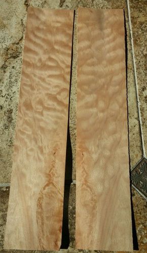 2 pieces of quilted maple raw wood veneer 17&#034; x 3 1/2&#034; each pillow