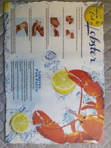PAPER PLACEMATS CASE OF 1,000 HOW TO EAT A LOBSTER DESIGN FREE SHIPPING