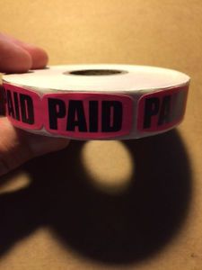 .625&#034; x 1.25&#034; paid pink black labels 1000 per roll great stickers for sale