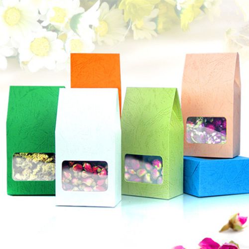 Embossing Kraft Paper Favor Box Wedding Window Party Gifts Candy Boxes Colorful