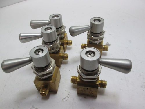 Lot of five 1/4&#034; brass contol valves, with handle, pressure: 3500 psi for sale