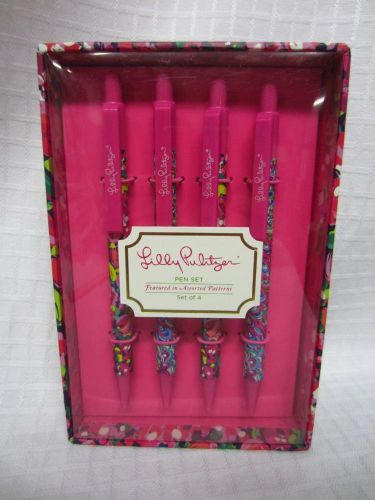 Lilly Pulitzer Pen Set Featured in Assorted Patterns Set of 4 Pens Black Ink NIB