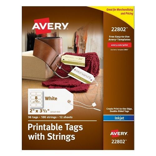 NEW Avery Printable Tags with Strings for Inkjet Printers 96 Tags FREE SHIPPING