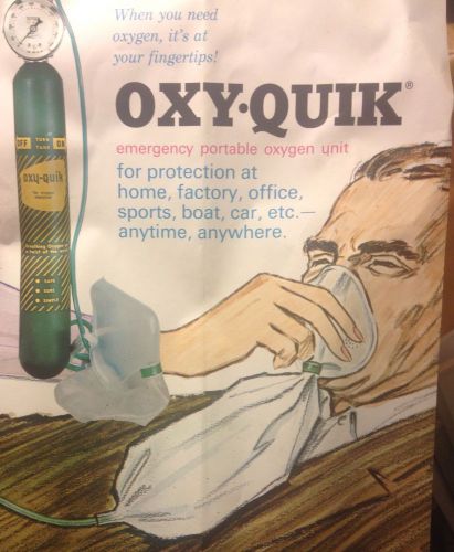 1960s portable • OXY-QUIK • oxygen tank Rx + case / medical emergency // 911
