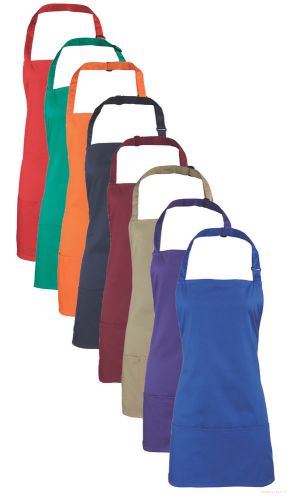 2 in 1 black green blue beige orange purple red 3 pocket waist bib apron for sale