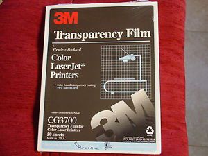 3M Transparency Film for HP Color Laser Jet Printers, CG3700, New, Factory Seale