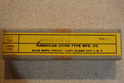AMERICAN WOOD TYPE MFG CO 12pt 20th Century Oldstyle Lowercase