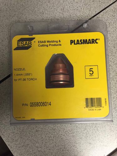 NEW 5 PACK OF ESAB PLASMA CUTTING NOZZLES 1.4mm #0558006014 FOR PT-36 TORCH