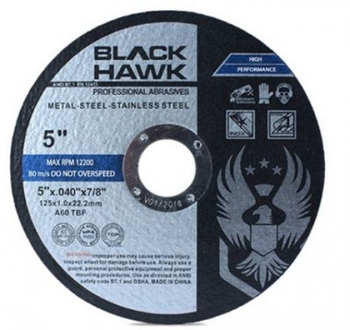 25 pack black hawk 5 x .040 x 7/8 arbor metal and stainless steel cut off - for sale