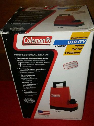 Coleman professional grade Utility Pump Model 17-MSP 1225GPH 1/6 HP