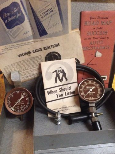 &#039;58 Vintage Commercial Trades Institute Chicago Compression Tester Kit Fuel Pump