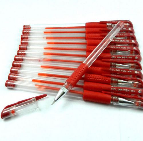 12Pcs 0.5mm Red Gel Ink Rollerball Ballpoint Pen Stationery Office School XEC A2