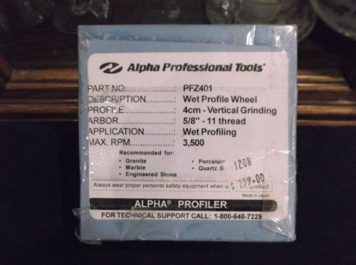 Alpha Tool PFZ401 Wet Profile Wheel for Granite Marble Eng. Stone /One Owner Use