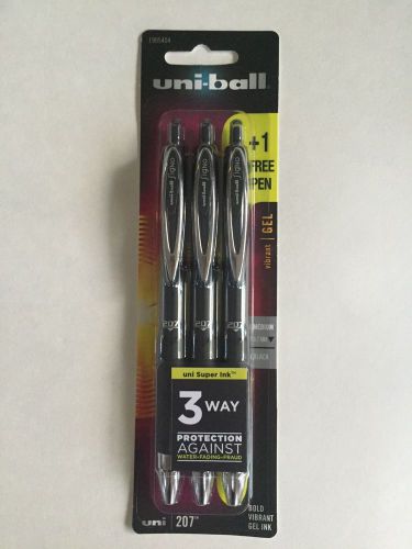 Uni-Ball Signo 207 Pens, 3 Pack, Uni Super Ink, Black, 0.7MM