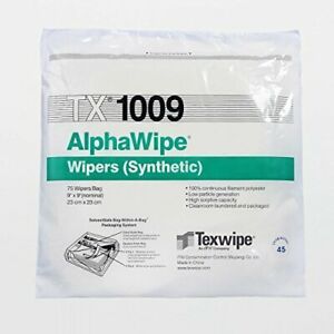 Texwipe TX1009 AlphaWipe Heavyweight Polyester Cleanroom Wiper 9&#034; x 9&#034; White ...
