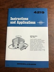 1971 Bruel &amp; Kjaer Instruction Manual Artificial Voice 4219