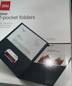 Office Depot Brand 2-Pocket Paper Folders, Dark Blue, Pack of 25 - Binders