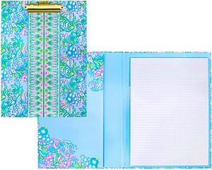 Lilly Pulitzer Blue Clipboard Folio with 60 Page Lined Notepad and Interior Aqua