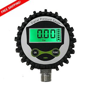 Digital Gas Pressure Gauge with 1/4&#039;&#039; NPT Bottom Connector and Rubber Protector