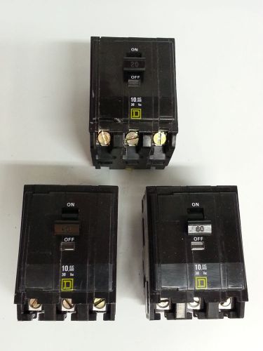 *lot of 3*  square d qo360  qo340  qo320 120/240 volt circuit breaker for sale