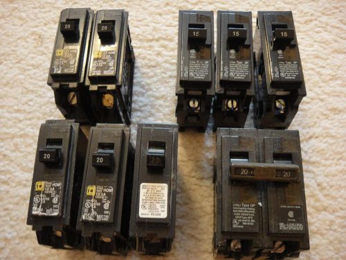 9 CIRCUIT BREAKER HOM 20A 15A 120/240V 1 POLE 2 POLE SQUARE D SIEMENS NEW &amp; USED