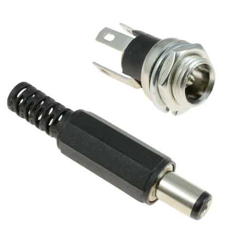 2.5mm x 5.5mm male + female metal panel mount socket pair jack dc connector for sale
